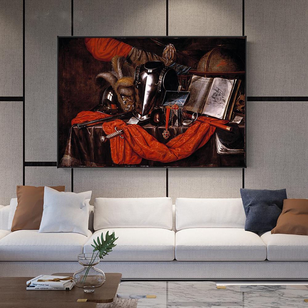 Vanitas by Evert Collier Retro Painting Canvas Print Wall Art Poster Arms Book Picture for Gift Living Room Home Decor Cuadros
