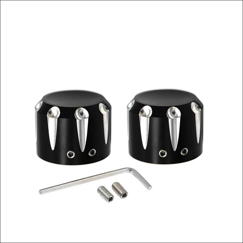 2 Pcs Motorcycle Black/Silver Aluminum Front Axle Cap Nut Cover For Harley Touring Sportster Glide Softail Dyna Street Glide C45
