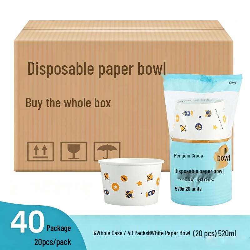 Bulk Pack 520ml Disposable White Paper Bowls