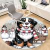 1PC Winter Snow Dog Office Round Area Rug, Mat Suitable For Office, Under Office Chairs Bedroom Living Room Home Decor, Room Deco