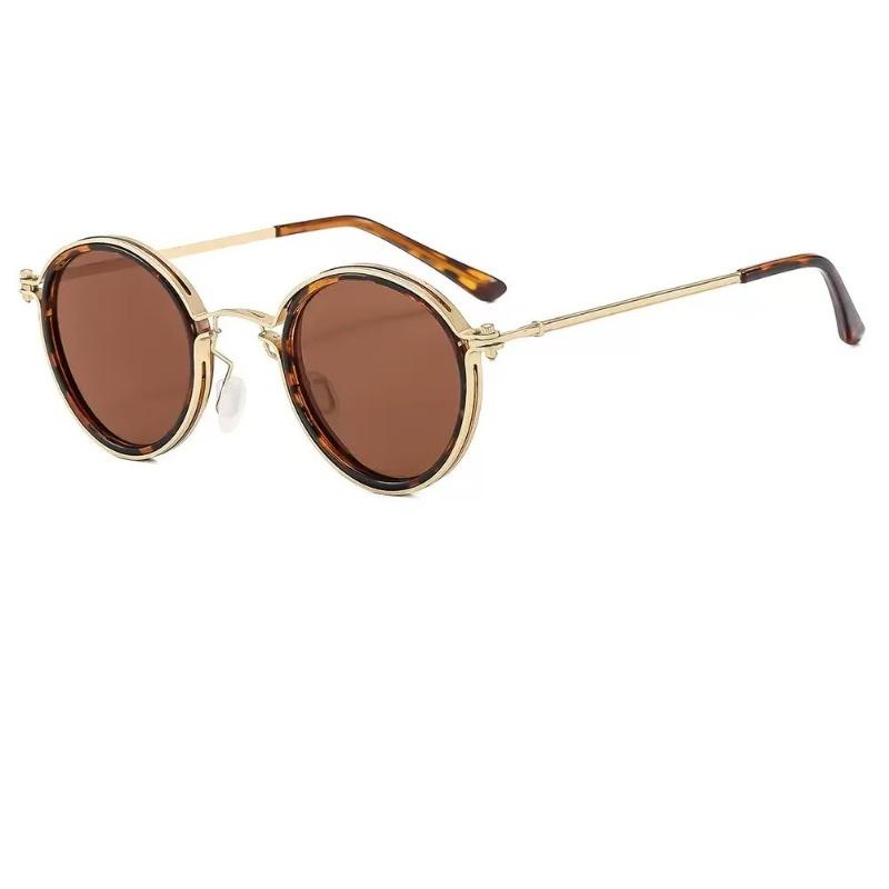 Vintage Round Frame Sunglasses Women's Luxury Metal Frame Eyeglasses Men's Business Style Fishing Cycling Driving Sun Glasses