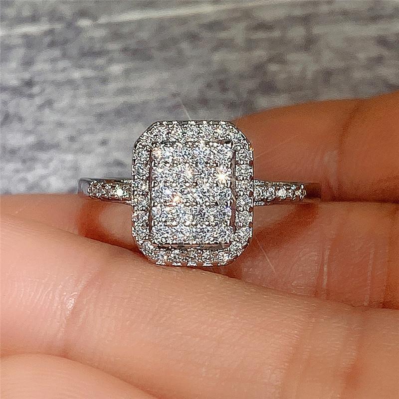 Hot-selling Factory Best-selling Factory, Exquisite Full-diamond Zircon Ring, Bronze Silver-plated Women's Ring