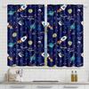 2 buc. Perdele cu desene animate pentru băieți, fete, univers, planetă, fereastră, draperii, buzunar tijă, galaxie, rachetă, astronaut, perdele albastre.