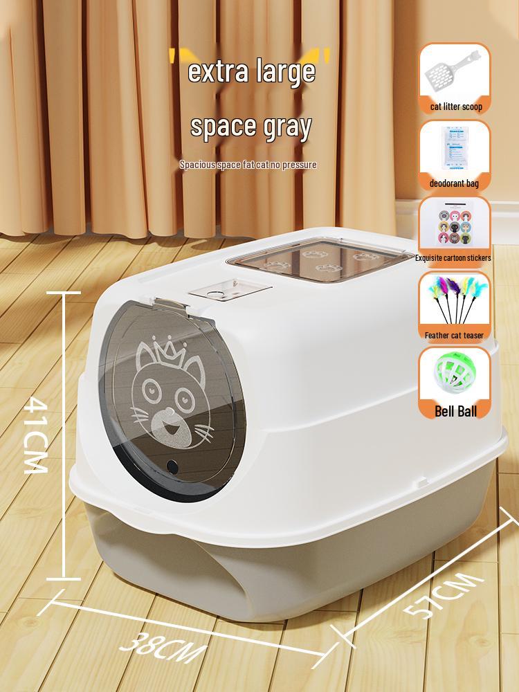 Odor-Proof Enclosed Cat Litter Box with Anti-Tracking & Anti-Splash Features