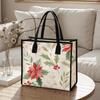 Christmas Poinsettia Print Casual Tote Bag for Daily Shopping Travel Use