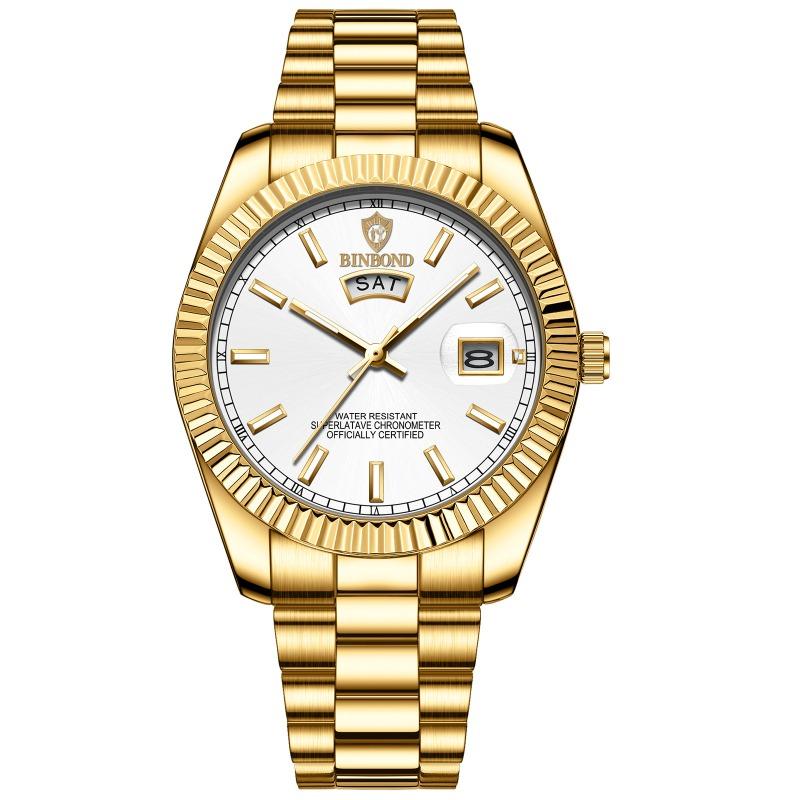 Top Brand Log New Style Watch Men's Steel Belt Waterproof Casual Classic Double Calendar Luminous Men's Watch Simple Atmospheric Men's Watch