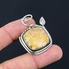 Cushion Fossil Coral Gemstone Wife Root Chakra Trendy Pendant Jewelry 925 Silver