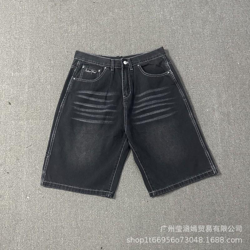 25 Streetwear BP Embroidered Denim Jacket Pants Set Mens High Street Outfit