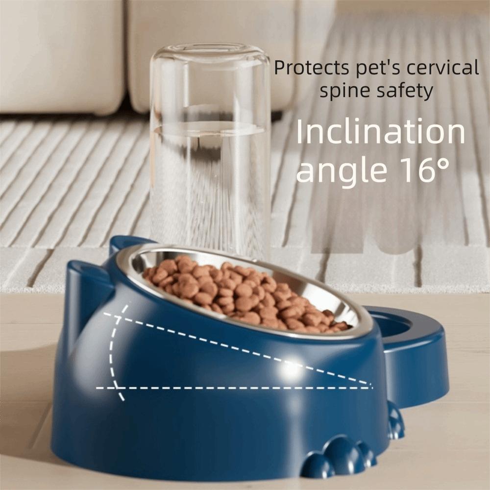 2 In 1 Cat Double  Bowl Gravity-Driven Cat Food Dispenser Cat Water Dispenser  Multi-Pet Household