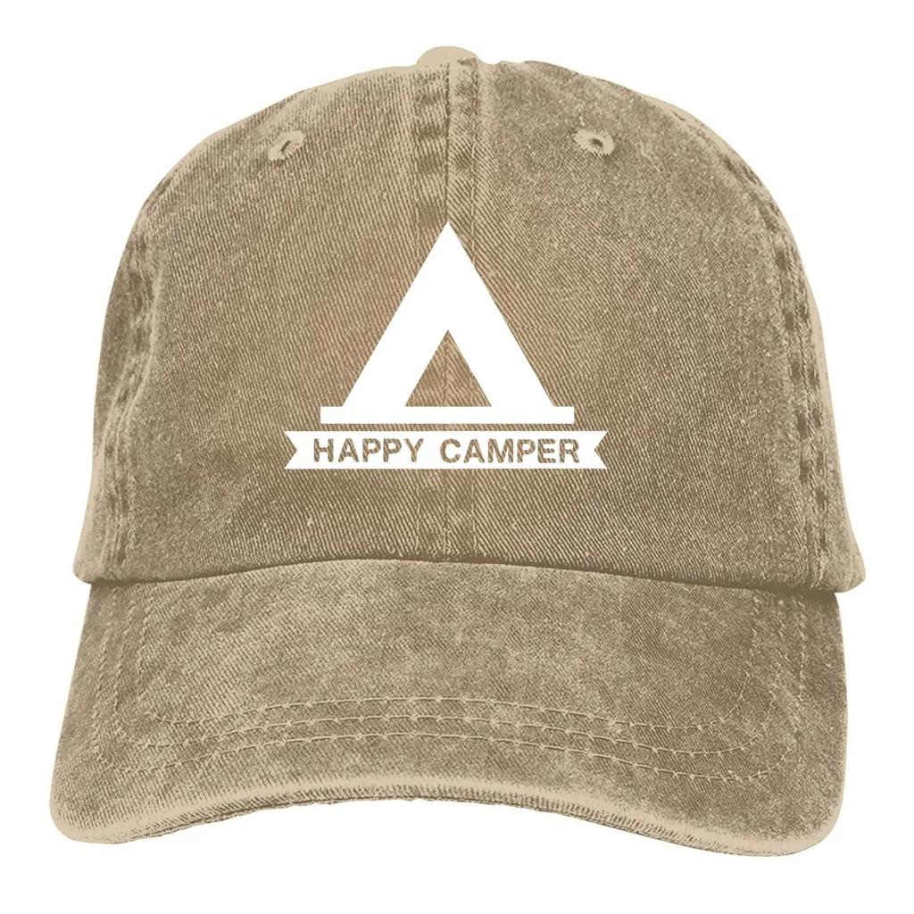 Happy Camper Baseball Caps Peaked Cap Camper Camping Sun Shade Hats for Men
