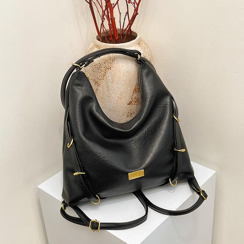 Retro casual tote bag women's new trend fashion large capacity backpack texture commuter shoulder bag messenger bag women