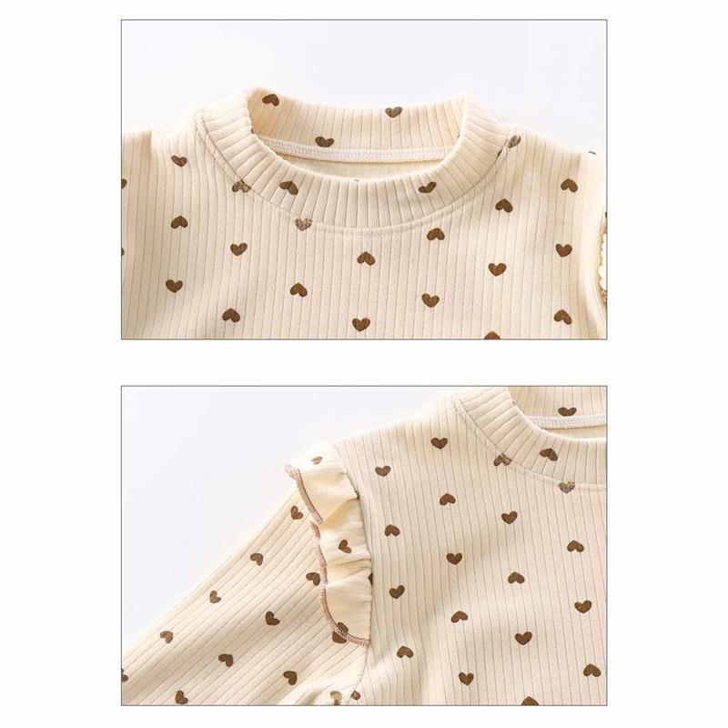 2-10Y Girls Flutter Sleeve T-Shirt Spring Autumn Blouse Floral Print Top Casual Tee for Toddler Kids