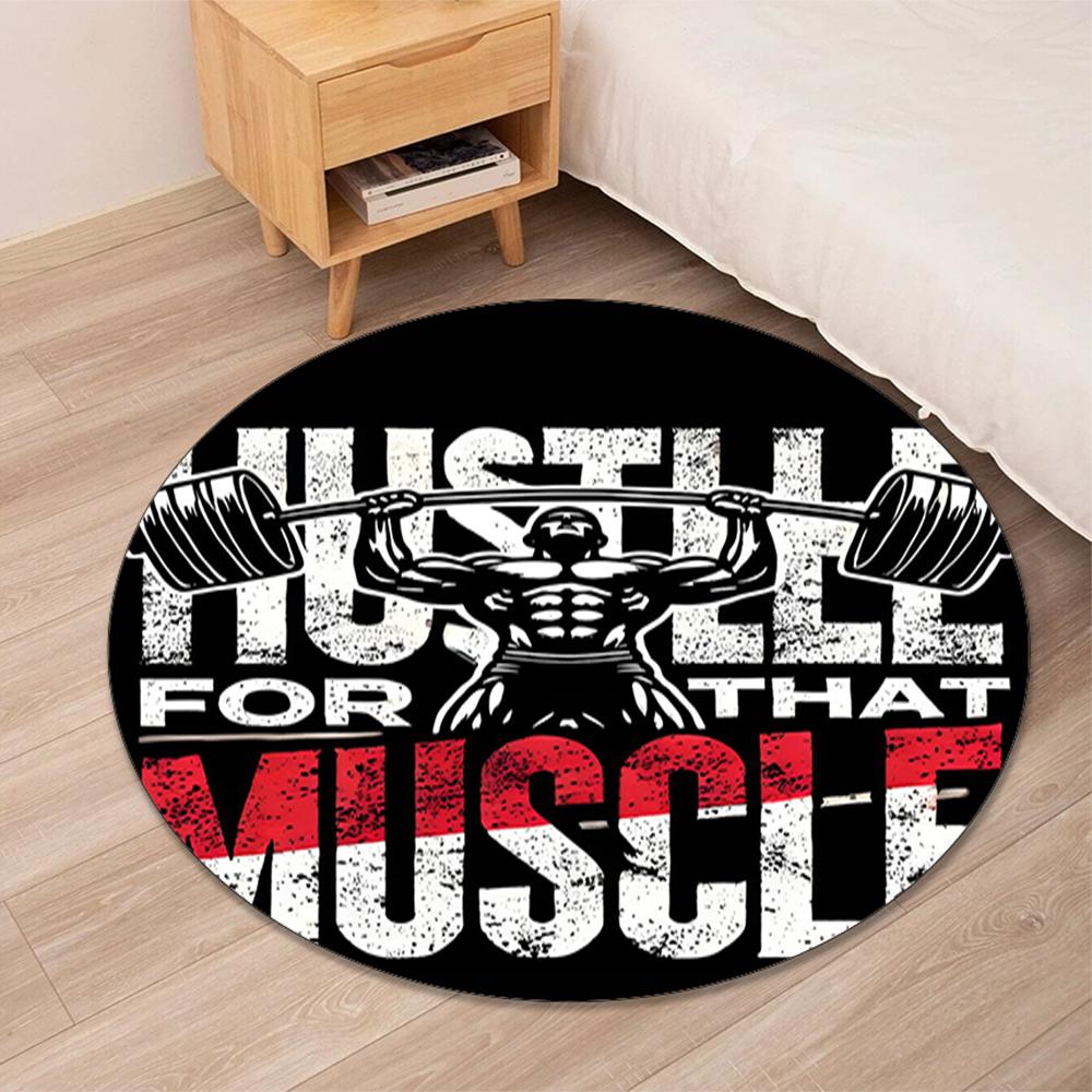 weightlifting Printed Round Rug Carpet Chair Rug Area Rug Entryway Doormats,for Office Chair Living Room Bedroom Kitchen Room.