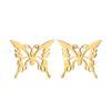 Korean-Style Butterfly Hollow Stud Earrings - Stainless Steel Insect Ear Bone Studs