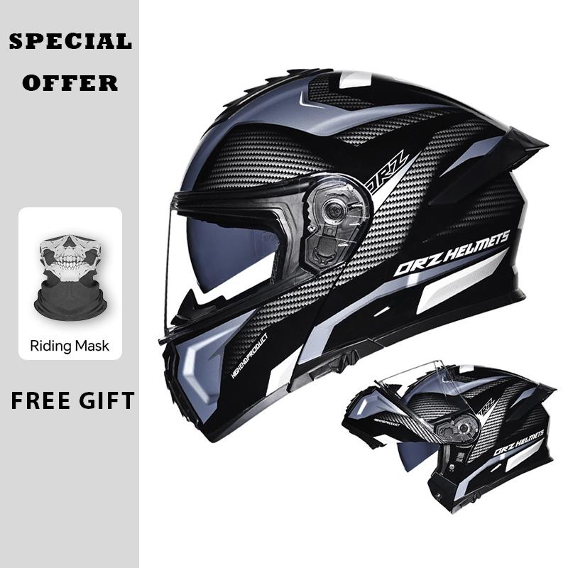 Double Visor Flip Up Motorcycle Helmets DOT ECE Full Face Modular Helmet Dual Visor Adult Men Women Couple Tail Ventilation