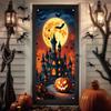 1 Piece Halloween Door Banner Decoration Full Month Pumpkin Lantern Bat Castle Background