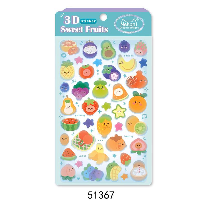 Animals Cute Fruit Jelly Bubble Stickers 3D Relief Stickers Bonbon Drop Seal Stickers For Diy Phone Case Diary Laptop Decals