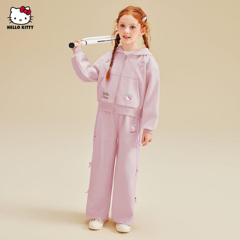 Hellokitty Girls' Spring Clothing 2025 New Kidsren's Sports Suit Pink Girl's Jacket and Pants Two-Piece Set