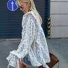 Autumn design sense gentle small floral lotus leaf edge strap chiffon top women's 1116 new French shirt