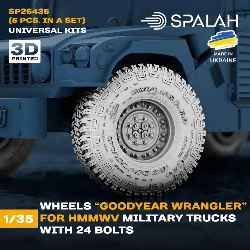 Spallach HMMWV GY Wheel Set Plastic Model Kit Parts SPU26435 1/35 (24-Bolt Type) (5-Piece Set) (Universal) (Military Vehicle)
