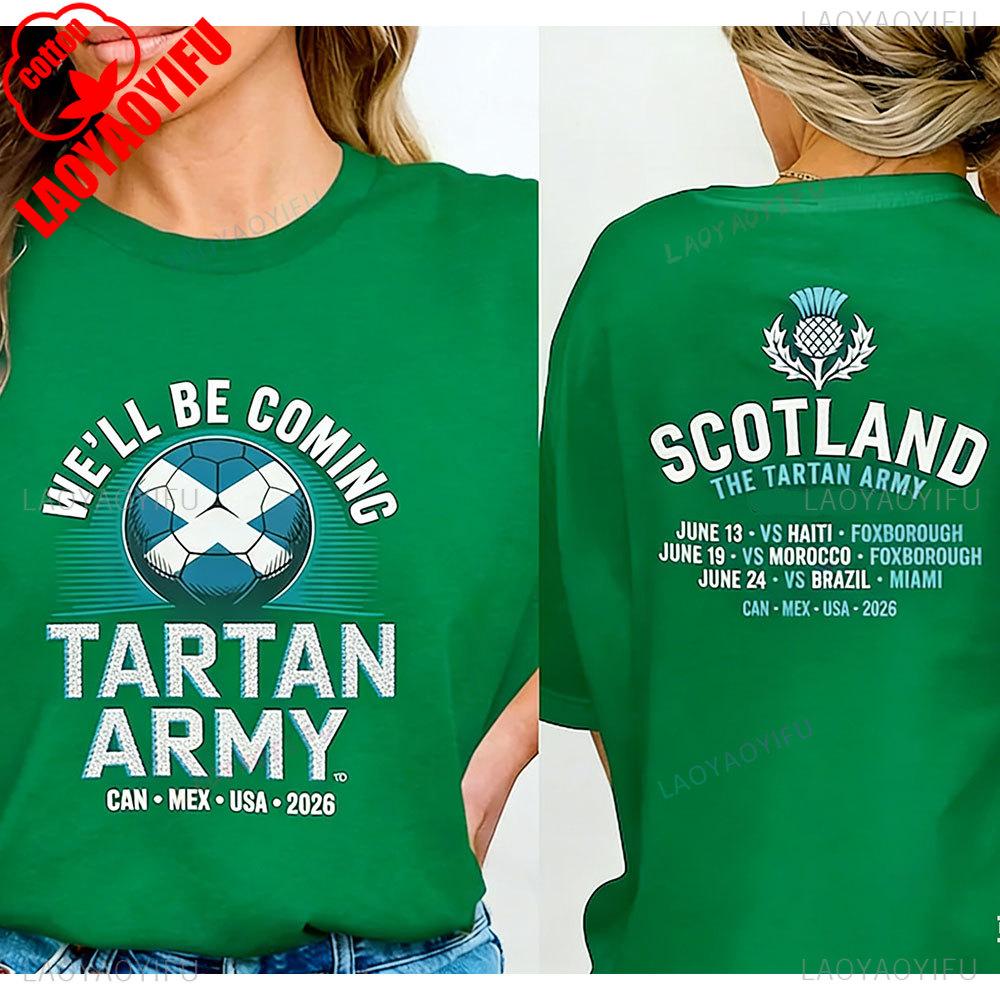 Schottland 2026 T-Shirt Tartan Army Spielplan T-Shirt Schottland gegen Brasilien Grafik-T-Shirts T-Shirt Schottischer Fußballfan Geschenk Unisex