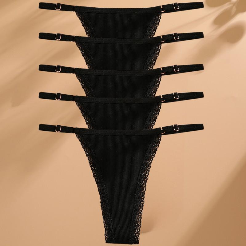

FINETOO 5 шт./компл. сексуальные трусики-стринги из хлопка, женское нижнее белье с регулируемой талией, женские трусики-бикини, женские стринги, нижнее белье XL&Set