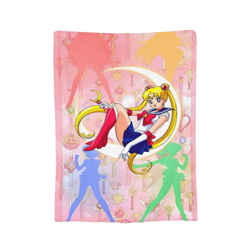 Sailor Moon Decken Samt Sommer Klimaanlage Sailor Moon Multifunktion Dünne Überwurfdecke für Bett Sofa Teppich Stück