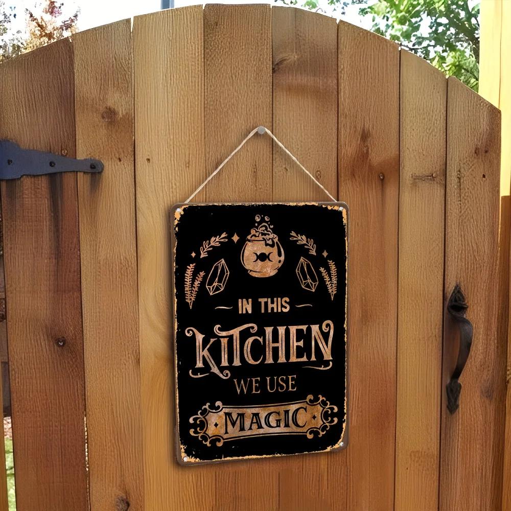 1 Pc Vintage Magic Metal Sign Rustic Wall Hanging Decor with Funny Quote Multipurpose Plaque for Home, Restaurant, Bar