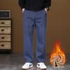 Męskie Modne Luźne Proste Jeansy Polarowe - Casualowe Spodnie Haremki Długie na Jesień/Zimę 2024