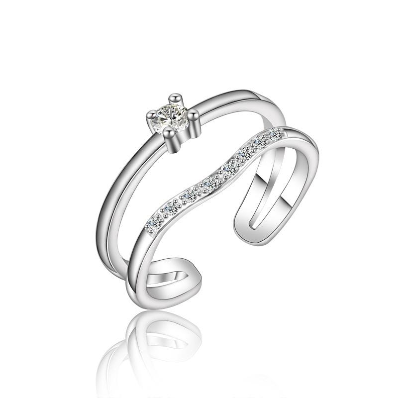 

2026 Double Ring Women s Index Finger Open Rose Gold Ring Tail Ring Hand Jewelry Ring Resizable