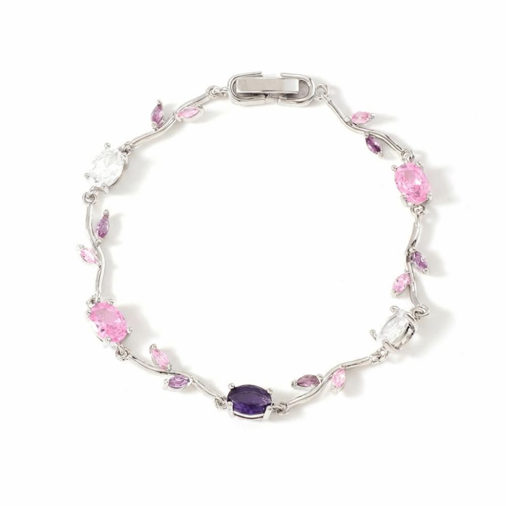 Luxury Sparkling Leaf Chain Gold Silver Color Crystal Sparkling Leaf Bracelets  Jewelry Gift