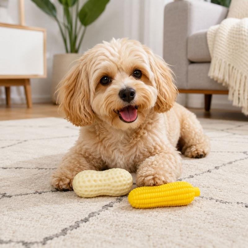 Pet Chew Set with Corn and Peanut Design, Dog Indoor Routine Toy for Daily Relief and Easy Carry Use Indoors