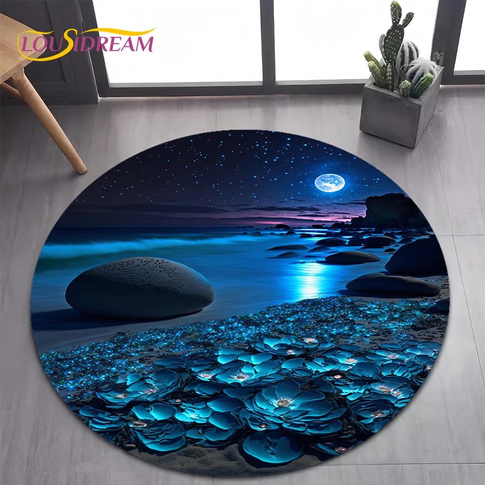 2025 New Style Colorful Pebble Rainbow Road Beach Stone Round Carpet Rug for Bedroom Living Room Decoration,pet Decor Floor Mat