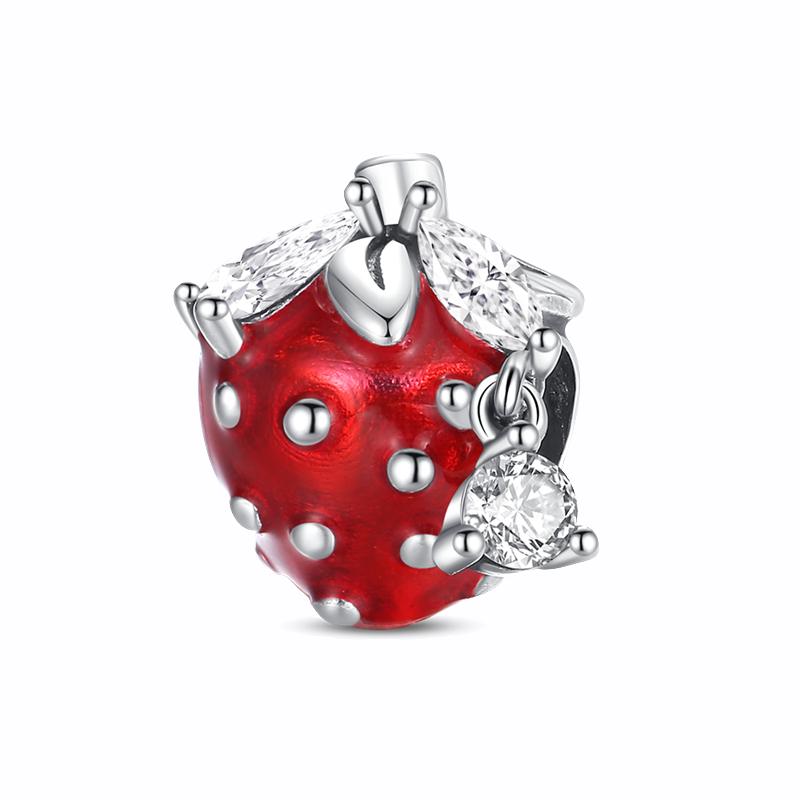 925 Silver Fruit Charms Pendants Strawberry Cherry Avocado DIY Jewelry Fit Bracelets Women Birthday Gift Fine 100% Sterling Silver