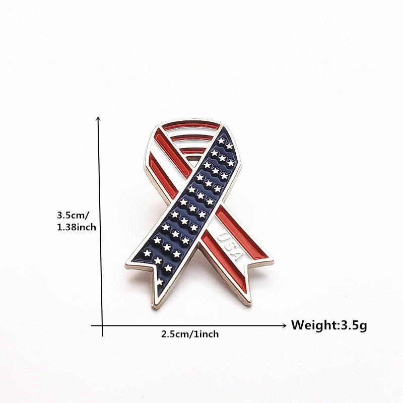 Usa Flag Ribbon Enamel Pin American Patriotic Awareness Brooch Metal Lapel Pin For Clothing Bag Hat Independence Day Decor