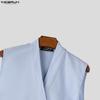 INCERUN Mens Vintage Sleeveless Long Vest V Neck Side Lace Up Casual High Split Tunic Top Robe