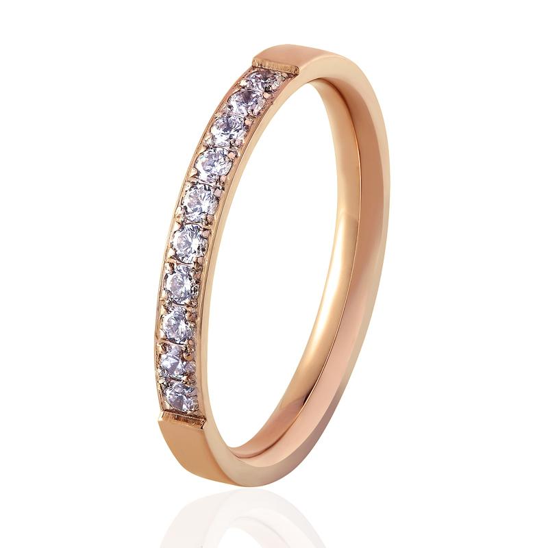

Top Quality Fashion Jewelry Crystal Wedding Rings Stainless Steel Rose Gold Color Female Ring For Woman And Girl Best Gift 5