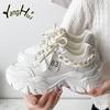 2024 Neue Damen Chunky Sneakers Mode Atmungsaktiv Lässig Bequem Damen Vulkanisierte Schuhe Kettenaccessoires Frühling Herbst