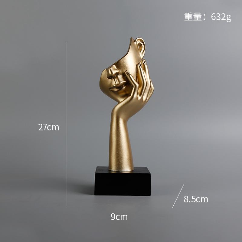 

27cm bstract Face Sculpture Resin Thinker Figurines for Desktop Office Desk Living Room Table Collection Figurine Decoration