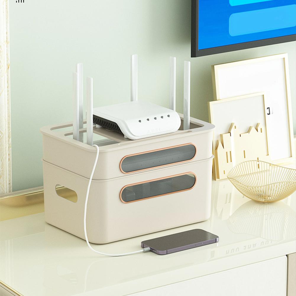 Router Storage Box Breathable Power Cable Storage Box Space Saving Cable Management Box Cable Organizer Box for Desk