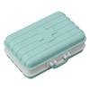 Mini Medicine Box 6 Compartments Luggage Design Tight Sealing Plastic Medicine Container for Pocket Travel Green