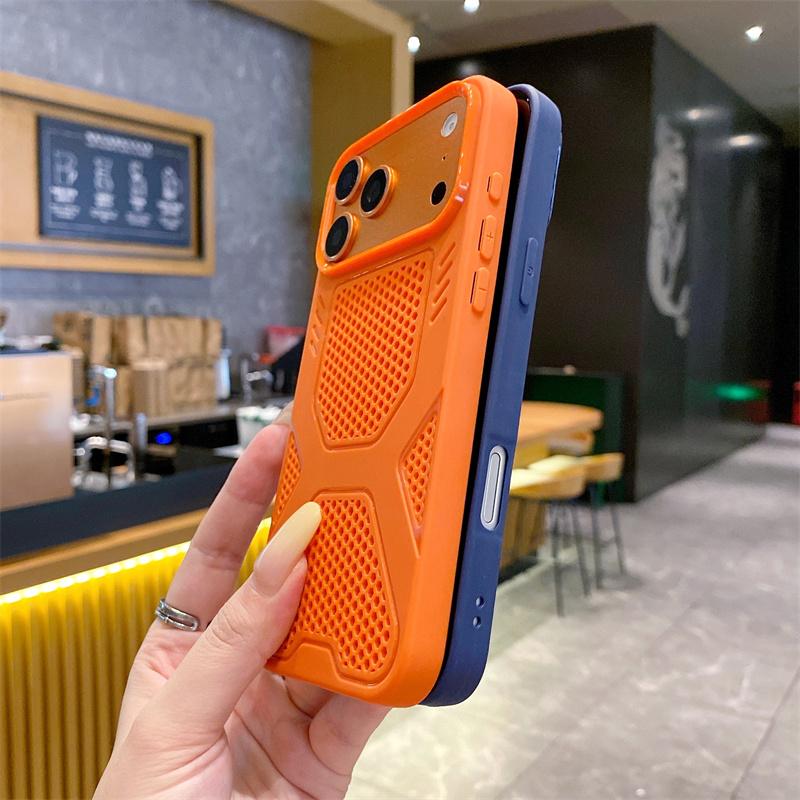 Honeycomb Grid Mesh Cooling Heat Dissipation Breathable Phone Case for iPhone 17 16 15 14 Plus 13 12 11 Pro Max Matte TPU Cover