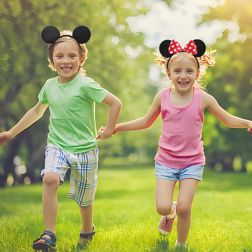 Mouse Ears Solid Bow Ears Headband for Birthday Party Supplies and Mouse Themed Costume Cosplay Decoration