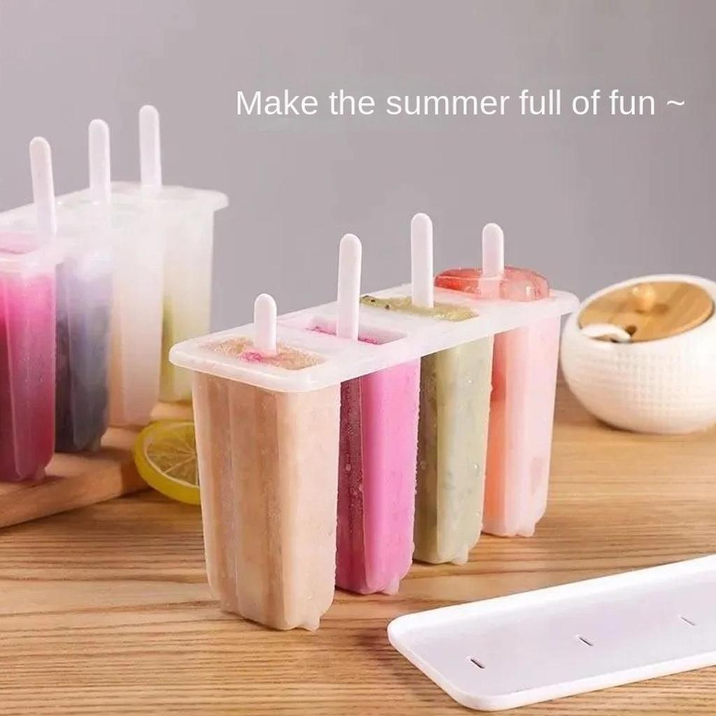 Wiederverwendbarer Eis am Stiel Maker 4-Kammer Eisriegel Form Hausgemachte Popsicle Form Für Schokolade Joghurt Frucht Gelatine Dessert Kuchen Backwerkzeuge