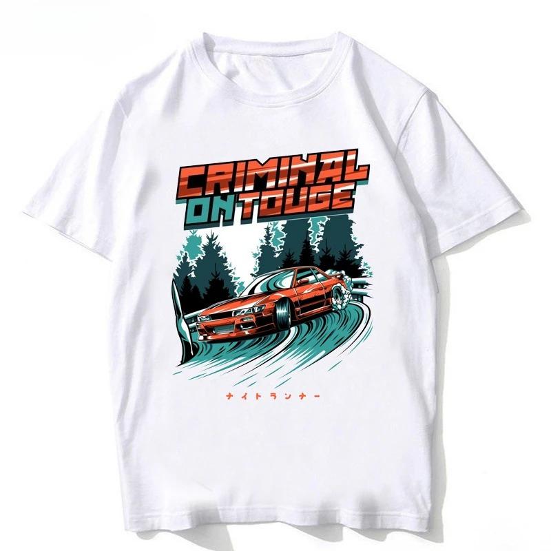 SChassis 13 SR20 Zasilane Klasyczne Koszulki Silvia S13 Kryminalna na Touge Styl Króla Driftu Japoński Samochód Wyścigowy T-shirt Męski JDM