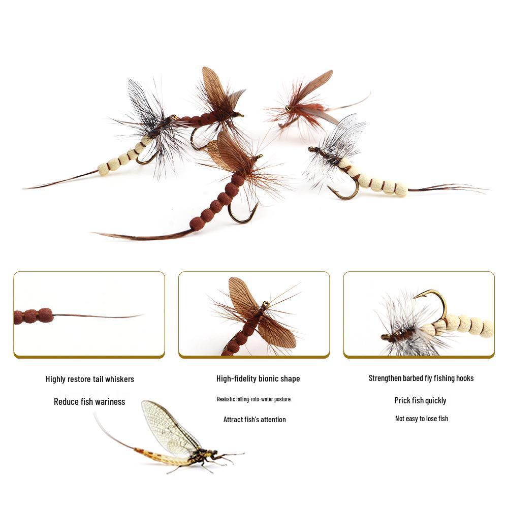 Mayfly Bionic Dry Fly Fishing Lure: Hand-Tied Floating Feather Hook Imitation