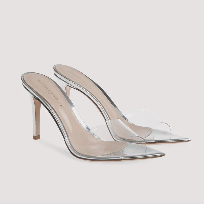 Women's Nude Transparent Stiletto Slippers - Comfortable, Open-Toe High Heels for Outdoor Wear