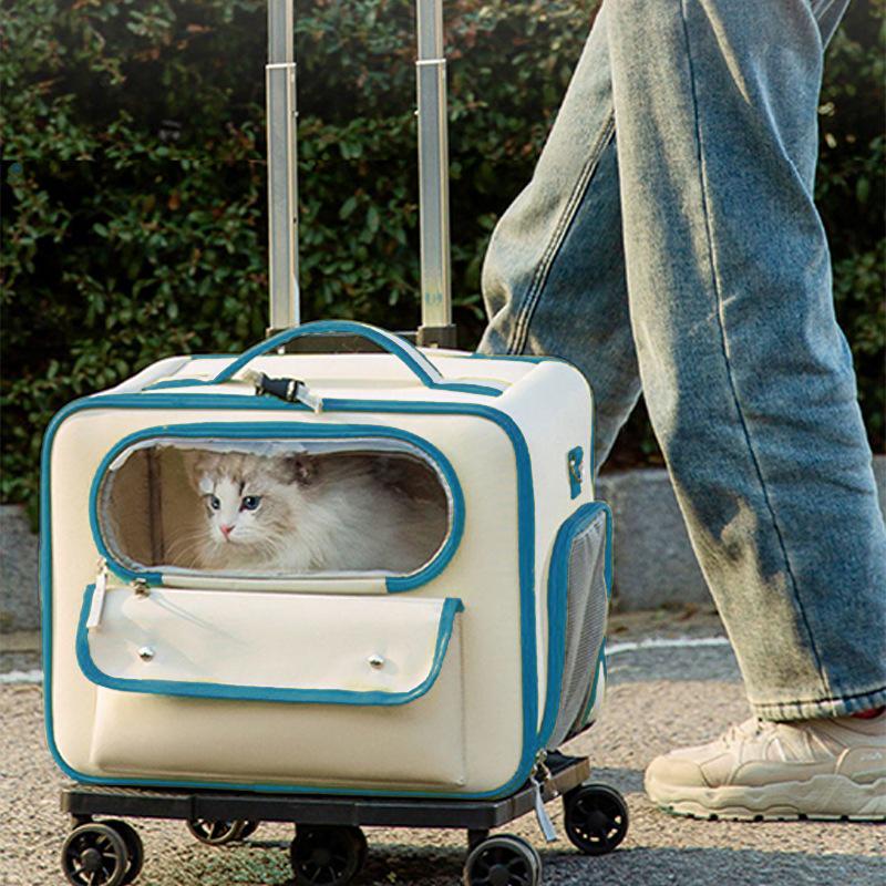 Large Capacity Pet Carrier Trolley Backpack: Portable Space Capsule for Cats & Dogs