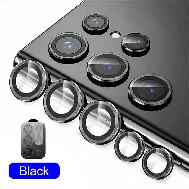 

Ultra Clear Full Coverage Camera Lens Cover For Samsung Galaxy S26 S25 S24 S23 Plus Ultra Metal Ring Tempered Glass Protector S26 Ultra чёрный
