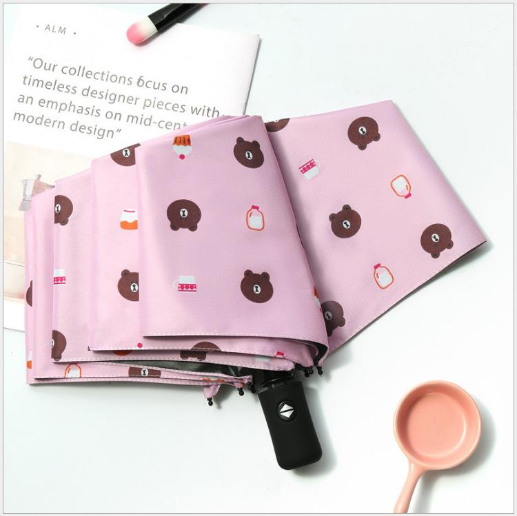 Fully Automatic Folding Umbrella Black Coat Thickened Sunscreen Kids Umbrella Sun Rain Customized Gift Gogo Advertising Umbrel